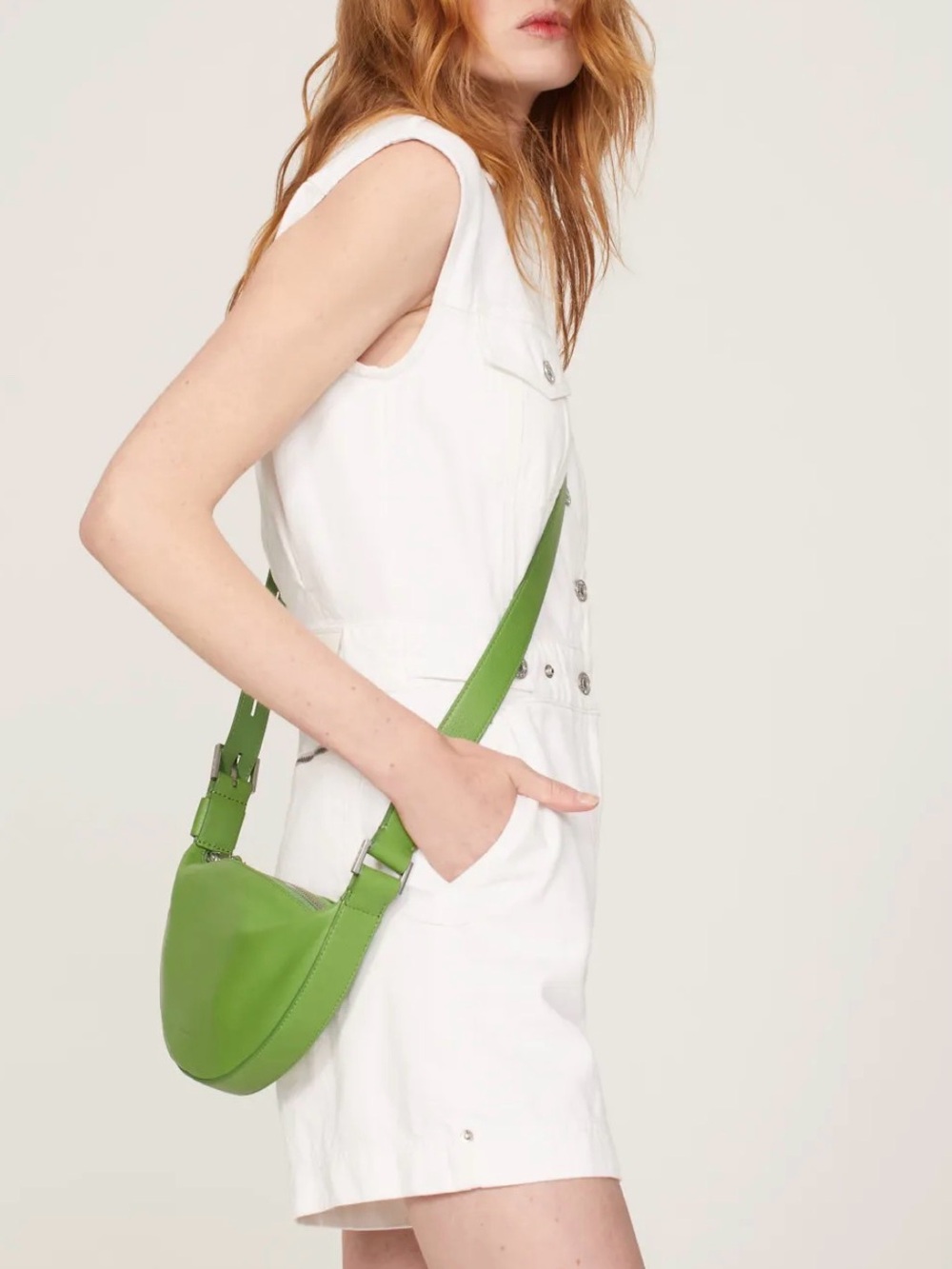 All Saints Green Leather Crossbody Bag